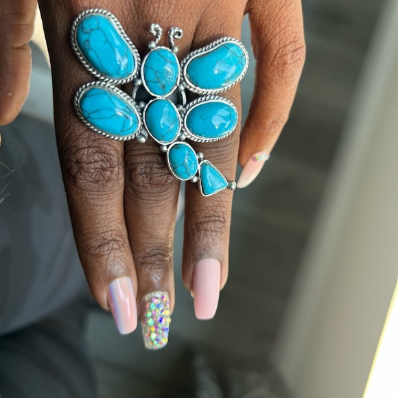 Turquoise ring statement ring dragonfly - Picture 5 of 11
